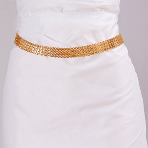 โซ่คาดเอวทรงเรขาคณิตสีทอง โลหะผสมสังกะสี สำหรับงานปาร์ตี้ สไตล์ฮิปฮอป แบบเส้นเดียว รุ่น W-Chain - Product Image 2