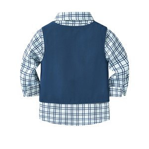 Catpapa Ensemble 4 pièces pour garçons : Gilet, chemise imprimée croix, nœud papillon et pantalon à bretelles rayé – Tenue de cérémonie pour mariage - Product Image 4