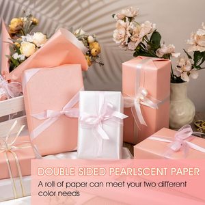 Shimmer White Pink Wrapping <b>Paper</b> 17 In X 33 Ft Single Side Matte Gift Wrap For Wedding Baby Shower Birthday Valentine's Day - Product Image 2