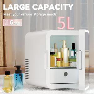 EUHOMY <b>Mini</b> Fridge 5L <b>AC</b> DC Portable Cooler Warmer With LED Mirror For Skincare Cosmetics Desktop Beauty Refrigerator - Product Image 2