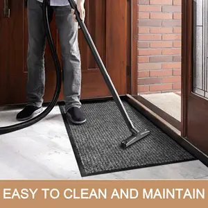 Black Gray Polyester Surface Dirt Resistant Color Easy Washable Clean Easy Clean Entry Doormat