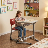 Mobilier scolaire comprenant des bureaux et des chaises modulaires pour étudiants avec hauteur réglable