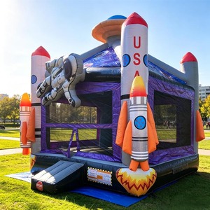 Castello Gonfiabile a Forma di Razzo, Combo Bounce House Spaziale Gonfiabile per Feste di <span class=keywords><strong>Compleanno</strong></span> dei Bambini e <span class=keywords><strong>Intrattenimento</strong></span> all'Aperto - Product Image 1
