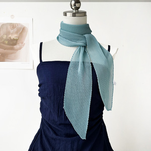 French Solid Color Skinny Silk Scarf Women Elegant Long Hair Ribbon Fairy Headscarf <b>Neck</b> <b>Tie</b> Wholesale - Product Image 1