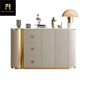 Muebles de comedor de lujo, armario de Bar <span class=keywords><strong>Buffet</strong></span> estriado en oro blanco, mesa de consola superior de mármol, aparador de almacenamiento para uso en la cocina - Product Image 6