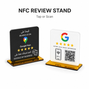 Support de menu de table en acrylique étanche avec code QR NFC RFID personnalisable pour avis Google, distance de lecture 1-10 cm, logo, 13,56 MHz, vente en gros - Product Image 4