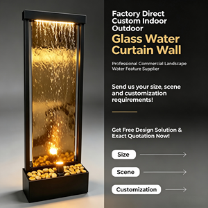 Modern Freestanding Tempered Glass Waterfall Wall Fountain Indoor Water Feature Translucent Panel Frame Structure Contemporary - Product Image 6