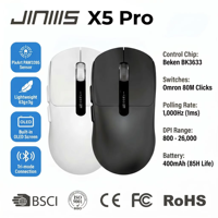 Souris de jeu sans fil Jinms X5 Pro Tri-Mode 26000 DPI PAW3395 Ultra-légère 63g OEM/ODM Logo personnalisé Design ergonomique pour les joueurs PC