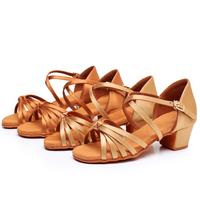 Filles Moderne Salsa Chaussures De Danse Confortable En Cuir De Vachette Satin Daim Moyen Salle De Bal Latin Tango Danse Femmes Mode
