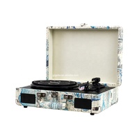 Enregistreur de plateau en cuir PU personnalisable, en usine, avec connecteur bluetooth, vinyle, sans fil, jeu avec haut-parleur