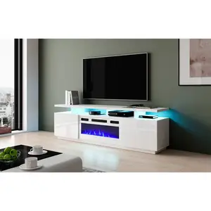 2021 Độ Bóng Cao Sử Dụng Nhà Trắng Led Mdf Tủ Tv Hiện Đại Tvlyic Tvstand