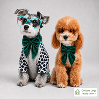 Collier pour chien en velours vert style britannique avec nœud papillon queue d'hirondelle, collier détachable en coton à carreaux pour animaux de compagnie
