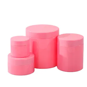批发粉色塑料化妆品包装罐200毫升带粉色盖子