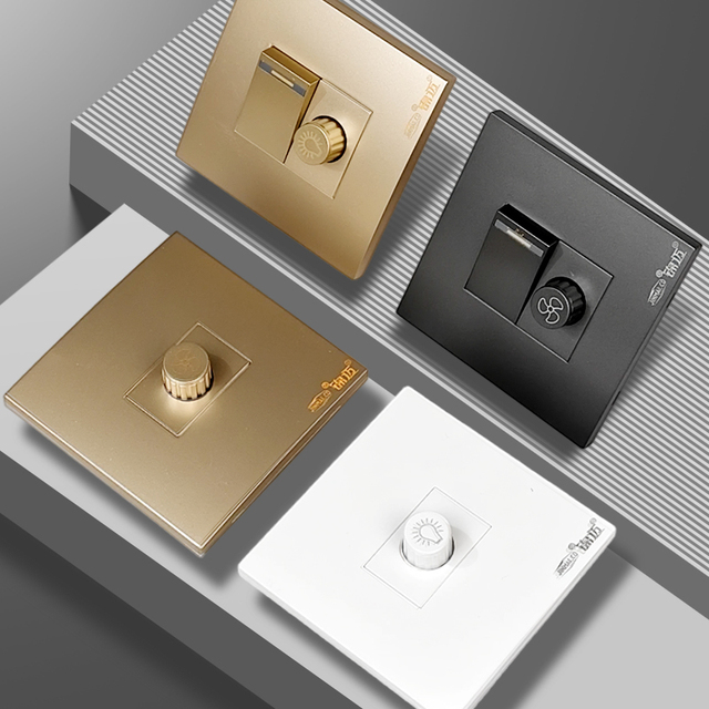 High Quality White/grey/gold 1 Gang Fan Speed Governor/led Light Dimmer Universal Rotary Wall Switch Factory Direct Sale