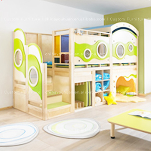 <span class=keywords><strong>Cama</strong></span> <span class=keywords><strong>litera</strong></span> infantil de madera maciza estilo cabaña para interiores con almacenamiento, Base Secreta, para apartamentos pequeños - Product Image 1
