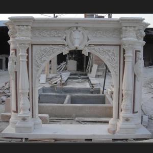 Blanco puro crema piedra Natural estilo francés victoriano arqueado Simple flor patrón Beige mármol envolvente chimeneas manto - Product Image 1