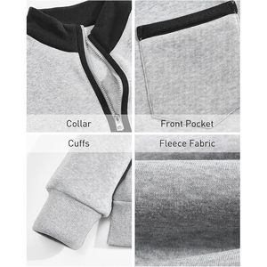 Sudadera de hombre con cierre de cremallera, manga larga, informal, cálida, de forro polar, con cuello alto, para hombre - Product Image 6