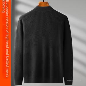 Chaqueta de Punto con Cuello en V para Hombre, Cárdigan de Poliéster Sólido con Cierre de Cremallera, Nueva Moda Juvenil, Abrigo - Product Image 2