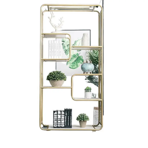 Modern lüks altın paslanmaz çelik <span class=keywords><strong>Bookrack</strong></span> ile yerden tasarruf paneli ahşap tarzı oturma odası ev Bar yemek otel kullanımı için - Product Image 5