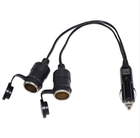 1to2 Car Cigarette Lighter Power Charger Adapter Cable Two-Way Socket Splitter Wire avec Female Sockets 10A Fuse Plug Connector