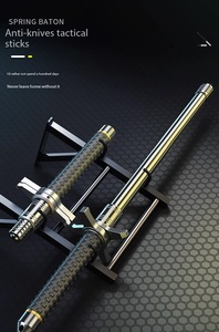 Équipement personnel, bâton pliable à trois sections <span class=keywords><strong>de</strong></span> 26/32/37 pouces, extensible, à pointe en acier, poignée en caoutchouc, alliage - Product Image 2