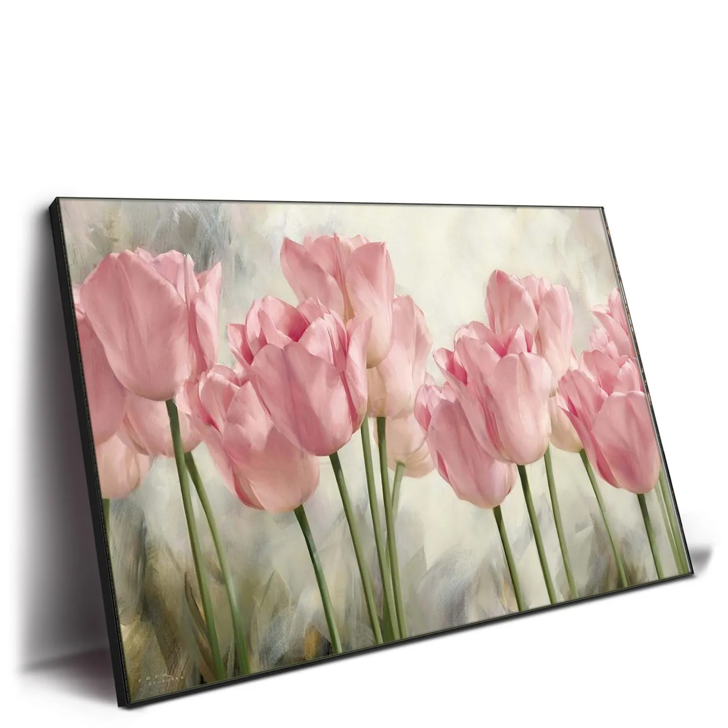 Beautiful Colorful and Pink Flowers Painting Landscape Picture Wall Art Print on Canvas Poster for Bedroom Decoration