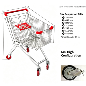 Chariot de courses robuste à roulettes 340L, grande capacité, en treillis métallique, roulettes silencieuses, pour supermarché et magasin de détail, kit complet - Product Image 4