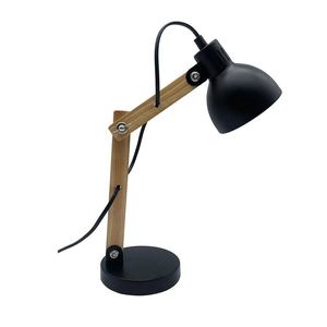 Lámpara flexible ajustable con bombilla E14, acabado negro y haya, dimensiones 35x12x22 cm, ideal para iluminación de escritorio y - Product Image 1
