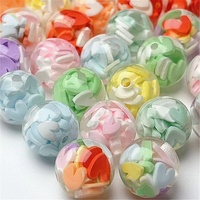 Grosir 100pcs Manik-manik Resin Akrilik Bentuk Hati 16mm untuk Pena Kalung Chunky DIY Pembuatan Perhiasan