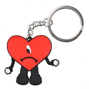 High Quality Wholesales 2d 3d Pvc Custom Bad Bunny Keychain Kay Ring For Key Holds