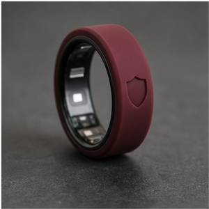 Coque de protection pour Oura Ring 4 Gen 3, motif Bourgogne, en silicone, avec logo personnalisé, emblème bouclier, protection robuste - Product Image 1