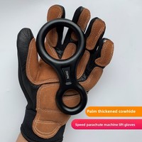 Gants de rappel en cuir de vache, gants d'escalade, gants de montagne, résistants à l'usure, pour l'escalade en descente rapide, entraînement à la descente, descendeur de corde