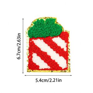 Small Iron on Embroidery Cute <b>pink</b> Christmas Tree Santa Claus Snow Chenille Patch for Decoration - Product Image 5