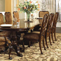 Amerikanischer Stil Klassischer Massivholz-Esstisch Villa Maßgefertigte Exquisite Möbel Esstisch Geschnitzter Tisch Antik