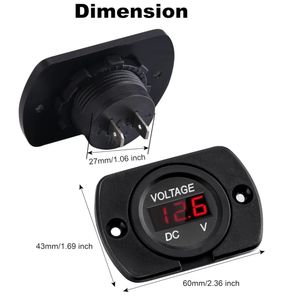 Dc 12V 24V Waterdichte Led Digitale Display Paneel Ronde Mini <span class=keywords><strong>Voltmeter</strong></span> Met Terminals Voor Auto - Product Image 2