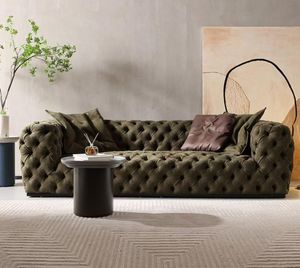 أعلى بيع المخملية جلدية تشيسترفيلد طقم أريكة الحديثة الفاخرة تركيا 3 مقاعد الفضة التقليدية العتيقة لشريط غرفة المعيشة - Product Image 6