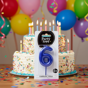 Bougie d'anniversaire Party Love bleue numéro 6, 6 cm - Product Image 3