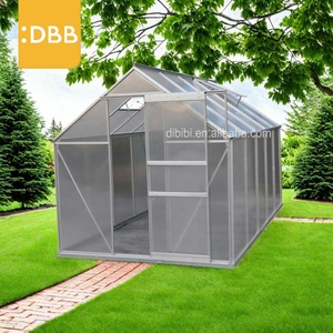 <span class=keywords><strong>Vente</strong></span> directe d'usine 6Ft Garden Gable Greenhouse Walk-In Polycarbonate Vitrage Porte coulissante simple Cadre en aluminium Serre - Product Image 1