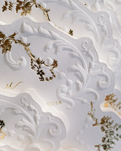 Invitations <span class=keywords><strong>de</strong></span> <span class=keywords><strong>mariage</strong></span> <span class=keywords><strong>de</strong></span> luxe personnalisées avec motifs floraux et végétaux détaillés, bordure 3D en relief, sur carton épais en coton, découpées et estampées à chaud - Product Image 5