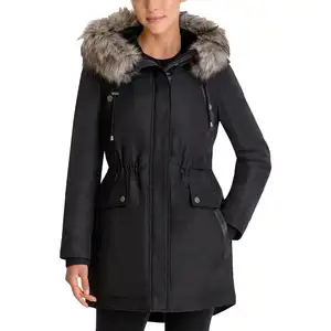 New Women's Artificial Fur Hooded Long Parka Thickened Sample Coat
