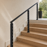 Système de garde-corps en câble d'acier inoxydable noir pour terrasse, balcon, porche, escalier, balustrade moderne facile à installer