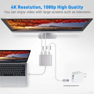อะแดปเตอร์ Battony USB C เป็น HDTV - ตัวแปลงสัญญาณ AV แบบหลายพอร์ต 4K สำหรับ MacBook Pro/Air, iPad Pro - พร้อมพอร์ต USB C, USB 3.0 และ HDTV - Product Image 3