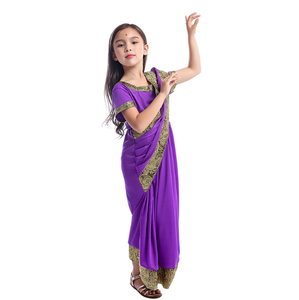 Ecowalson Glamour National Inde Filles Habiller Enfants Nativité <span class=keywords><strong>Bollywood</strong></span> Princesse Ethnique Déguisement <span class=keywords><strong>Sari</strong></span> Costume - Product Image 5