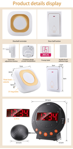 Hearing Impaired Alert Device Doorbell Signalers Bed Shaker Alarm <strong>Clock</strong> <strong>Kit</strong> with UK US EU Plug Doorbell - Product Image 4