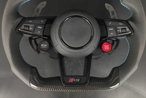 Volant de voiture personnalisé en fibre de carbone avec palettes de changement de vitesse pour <span class=keywords><strong>Audi</strong></span> RS A3 A4 <span class=keywords><strong>A5</strong></span> A6 A7 Q3 Q5 Q7 S3 S4 S5 S6 avec bouton Start-Stop - Product Image 4