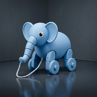 Juguete de Elefante con Ruedas Impreso en 3D con Tecnología FDM, de PLA, para Niños, con Cuerda para Jalar, Personalizado OEM