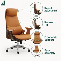 Chaise de bureau à dossier haut en cuir PU bicolore, réglable en hauteur, avec soutien lombaire silencieux, pour réception de bureau et poste de travail d'entreprise