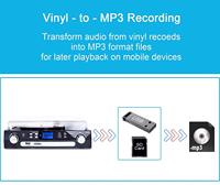   Tocadiscos con Altavoces, Reproductor de Vinilo a MP3 con Reproductor de Casetes, Radio AM/FM, Control Remoto, Codificación USB/SD