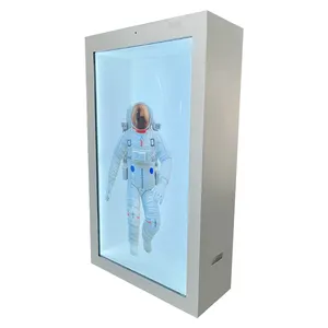 Pantalla de holograma 3D 86 pulgadas transparente LCD vitrinas caja joyería Museo Exposición video holobox con cámara y micrófono