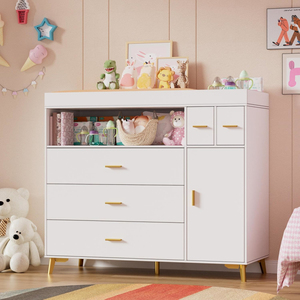 Table à langer durable certifiée BSCI avec 5 tiroirs et armoire, station de rangement multifonctionnelle pour la crèche - Product Image 1